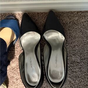 C Label Black Pointed-Toe D'Orsay Mule Flats